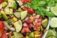 Cucumber, Avocado & Tomato Salad with Lemon Herb Dressing