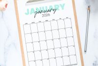 2026 Cute Monthly Calendar Printable – Free Jan–Dec PDFs