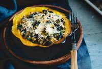 Twice-Baked Acorn Squash with Kale and Pecorino