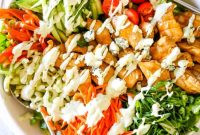 Crispy Buffalo Chicken Salad with Blue Cheese and Ranch Dressing