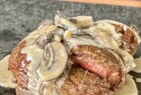 Butter-Basted Ribeye Cap Steaks with Smokehouse Blue Cheese Mushroom Sauce