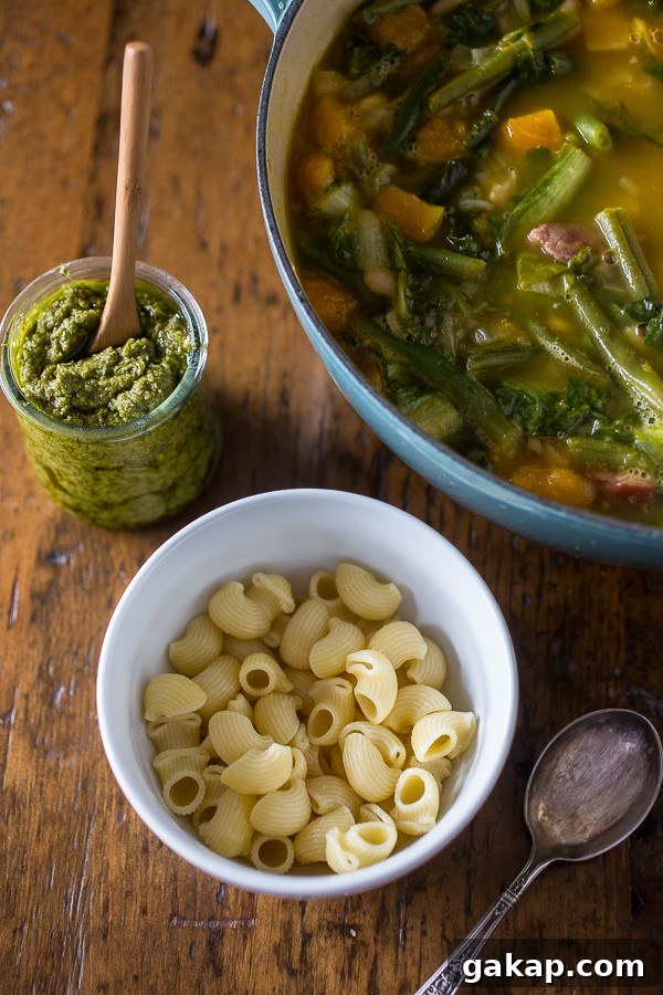 This butternut squash minestrone soup is the perfect winter meal. It's packed full of hearty vegetables and ham.