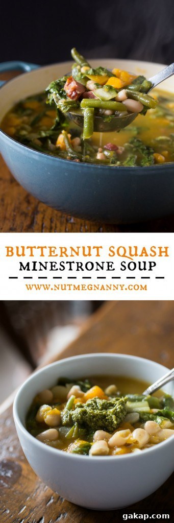 This butternut squash minestrone soup is the perfect winter meal. This simple soup is ready in an hour and packed full of hearty vegetables and ham.
