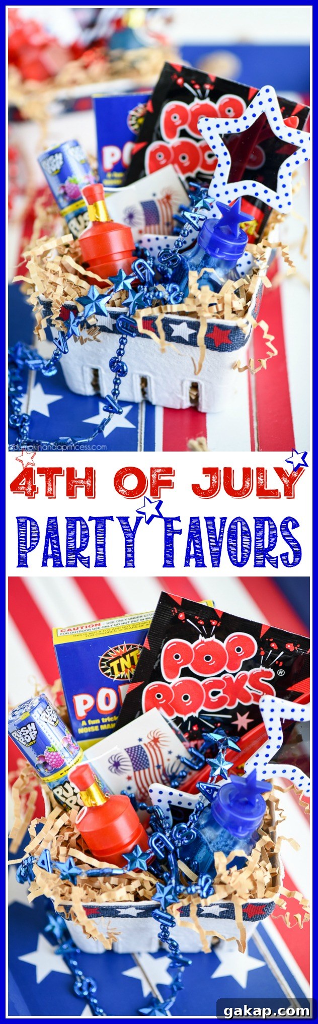 4th of July party favor baskets for kids – keep kids entertained while they wait for the parade or big fireworks show with this patriotic party favor basket
