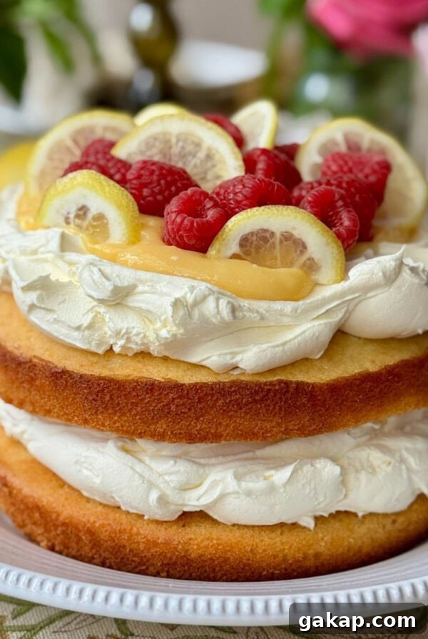 lemon curd cake on a plate.