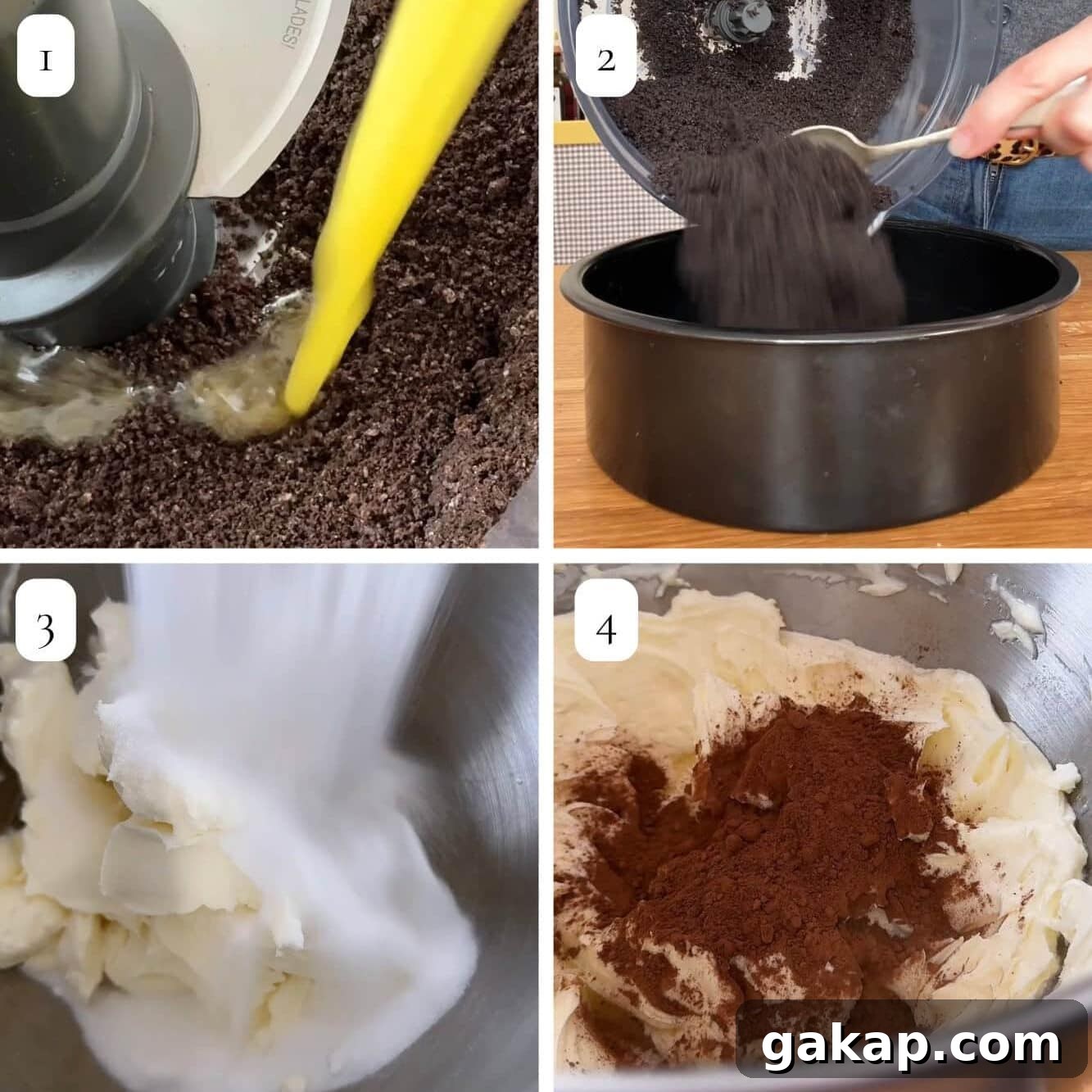 no-bake chocolate cheesecake step by step.