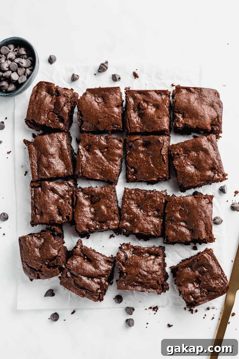 Brownies cut into squares.