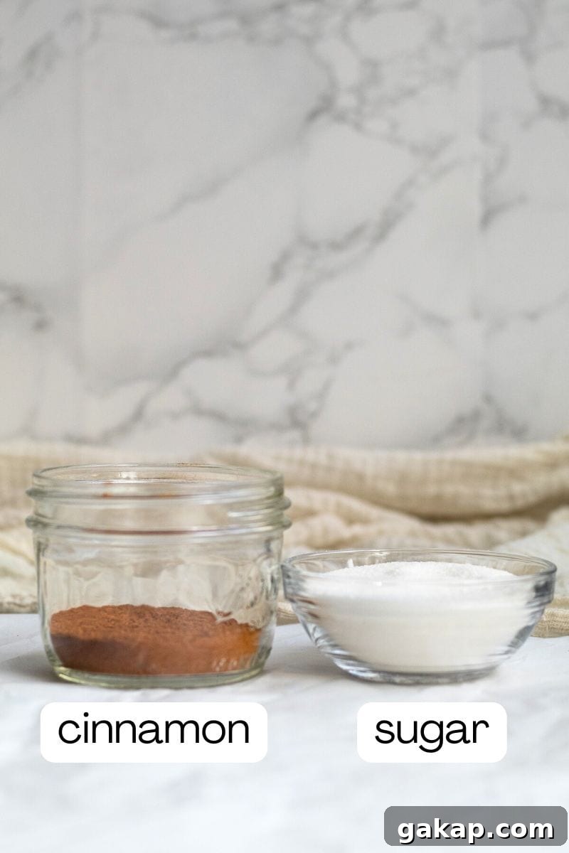 ingredients for cinnamon and sugar mix