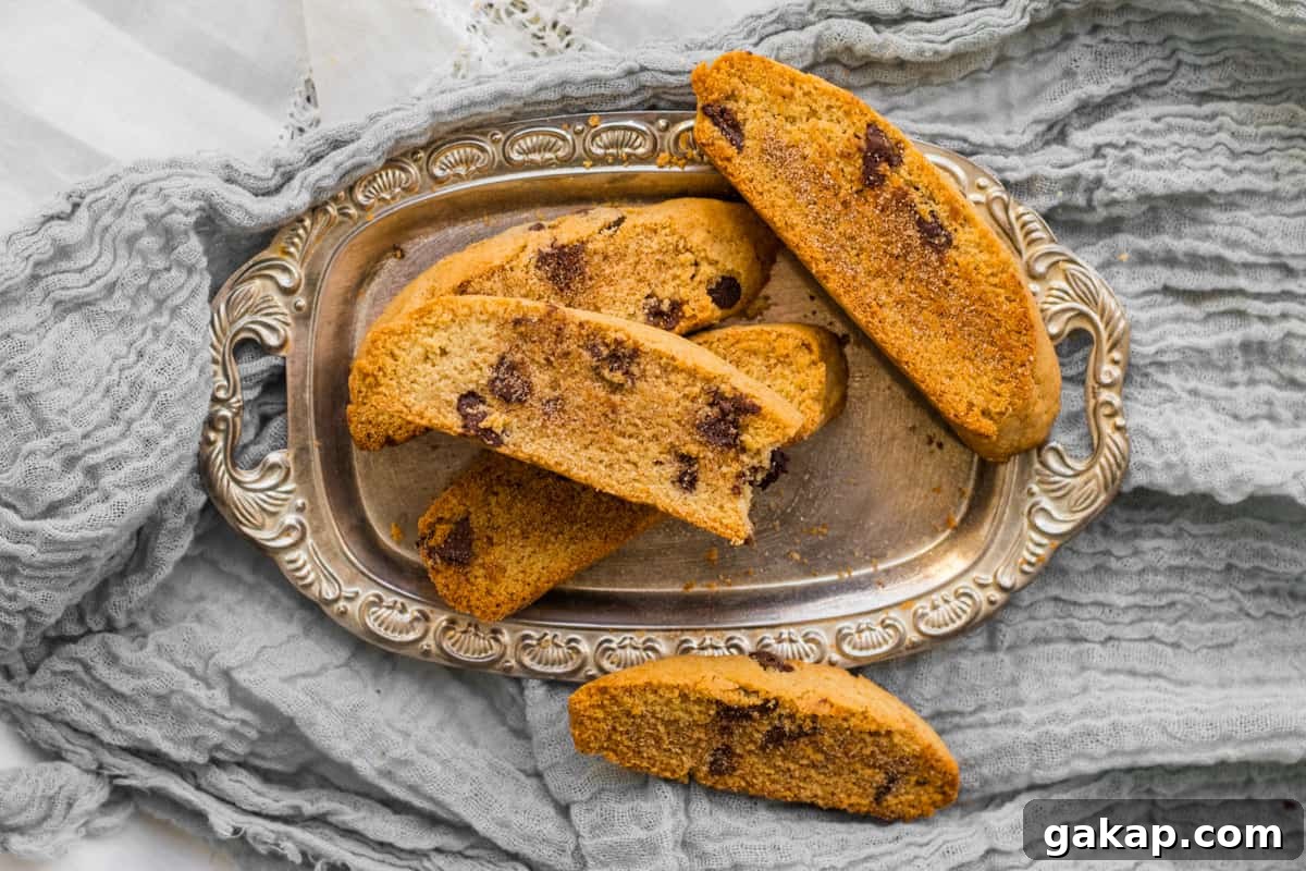 mandel bread on a silver tray