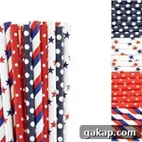 4th of July Paper Straw Mix- Polka Dot, Stars, Striped (25)