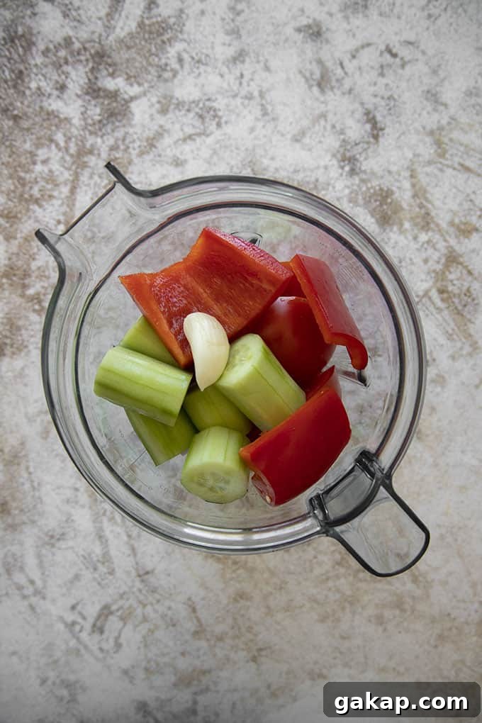 Chilled Summer Gazpacho Recipe: Fresh Tomato & Cucumber Soup 3 gazpacho in blender