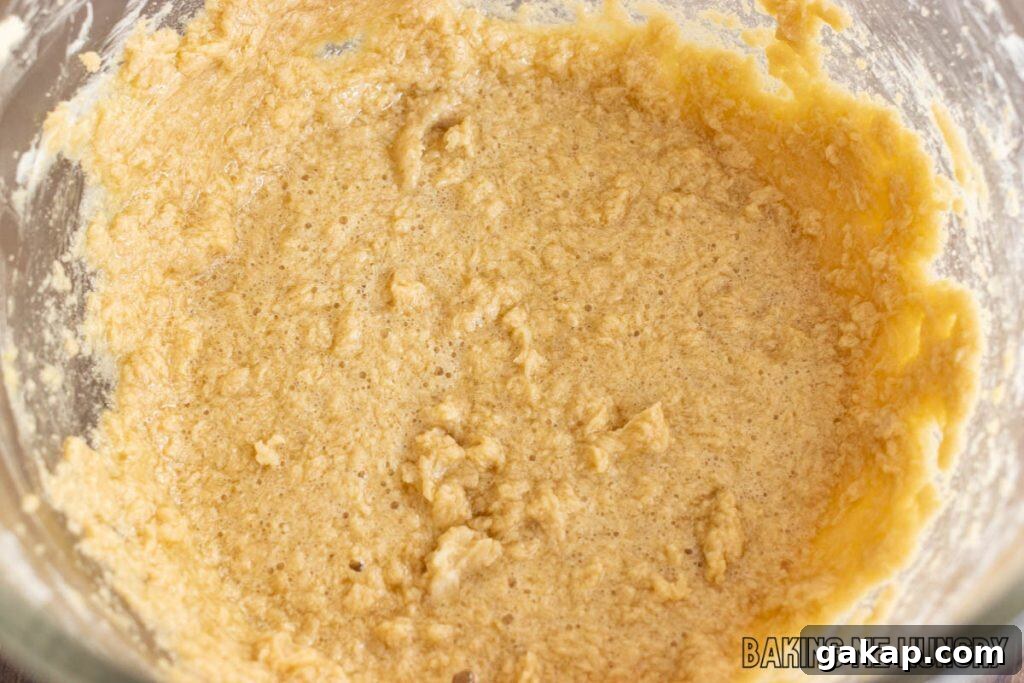 egg mixed into batter