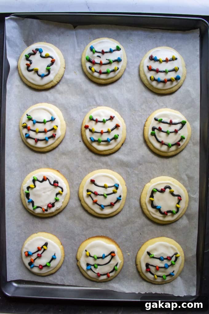 pan of christmas light cookies