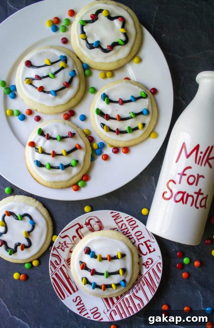 Christmas Light cookies on a plate