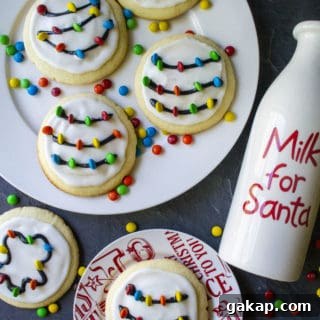 Christmas Light cookies on a plate