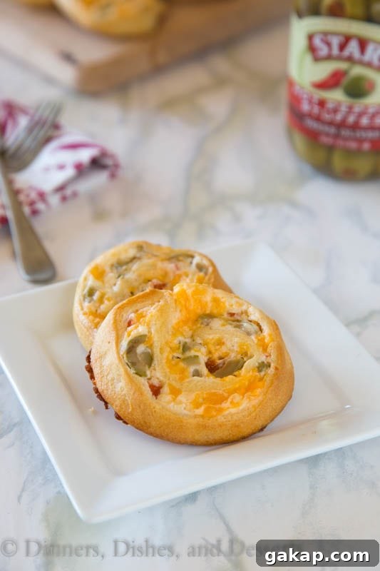 Baked Cheesy Green Olive Pinwheels
