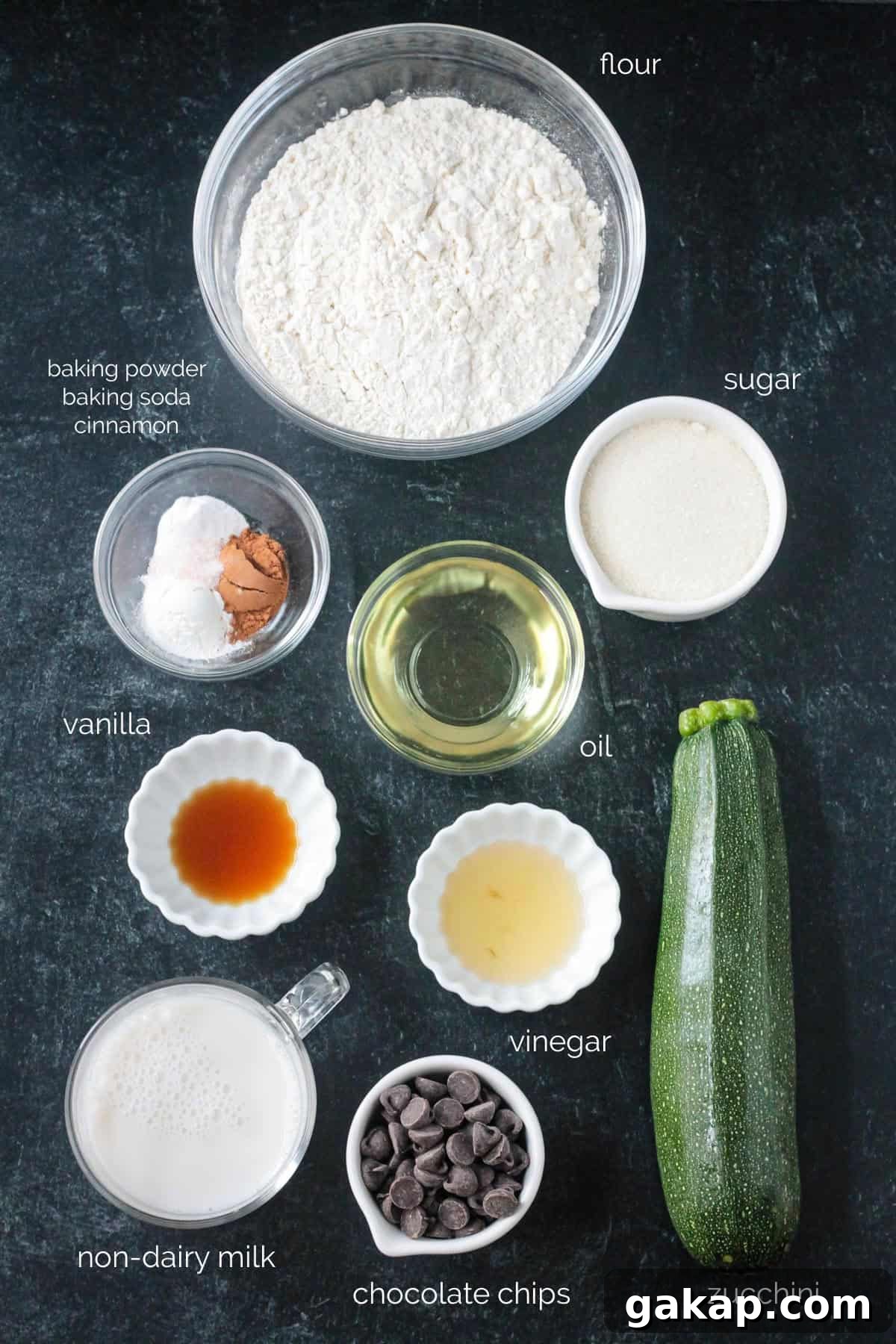 Recipe ingredients arrayed in individual bowls.