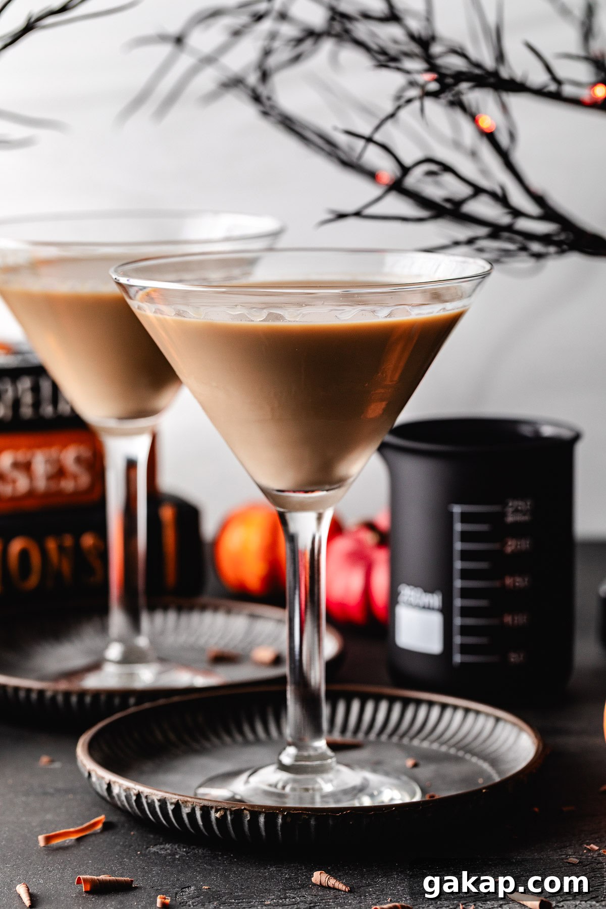 Chocolate cocktail in a martini glass.
