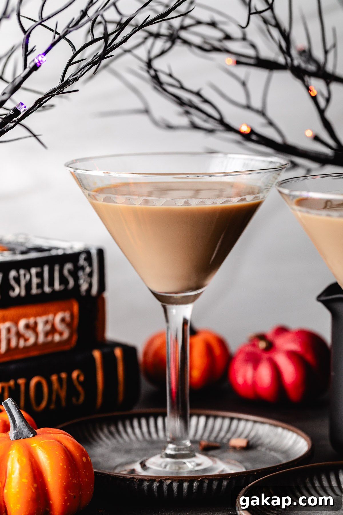 Chocolate martini in a glass.