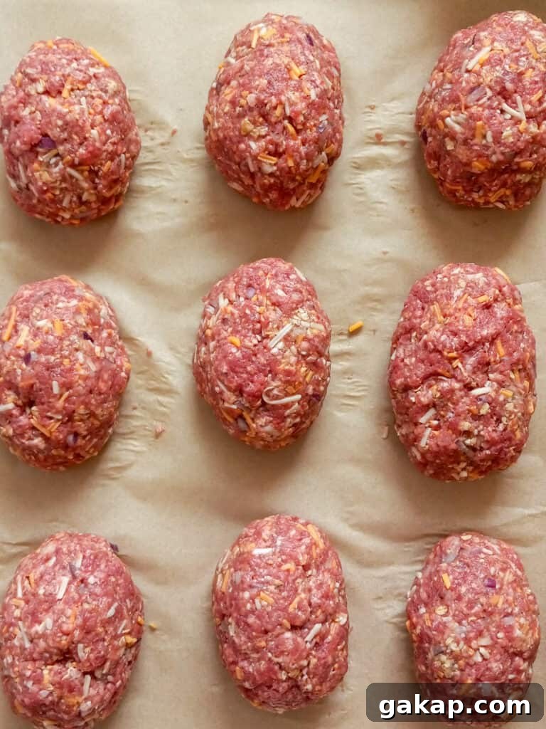 little cheddar meat loaves on a tray 