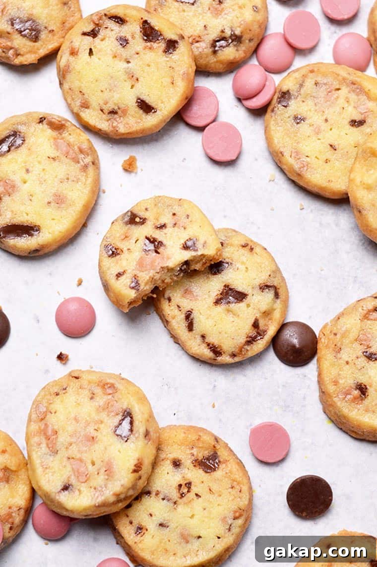 ruby chocolate shortbread cookies