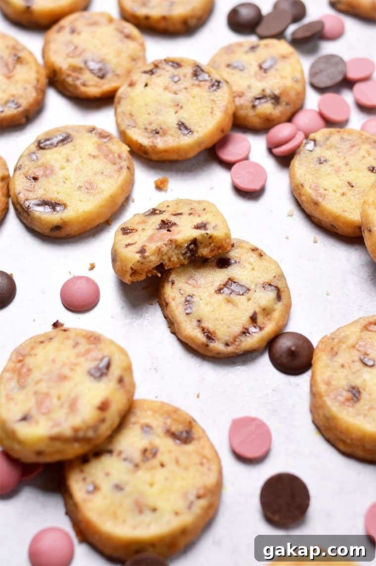 ruby chocolate shortbread cookies