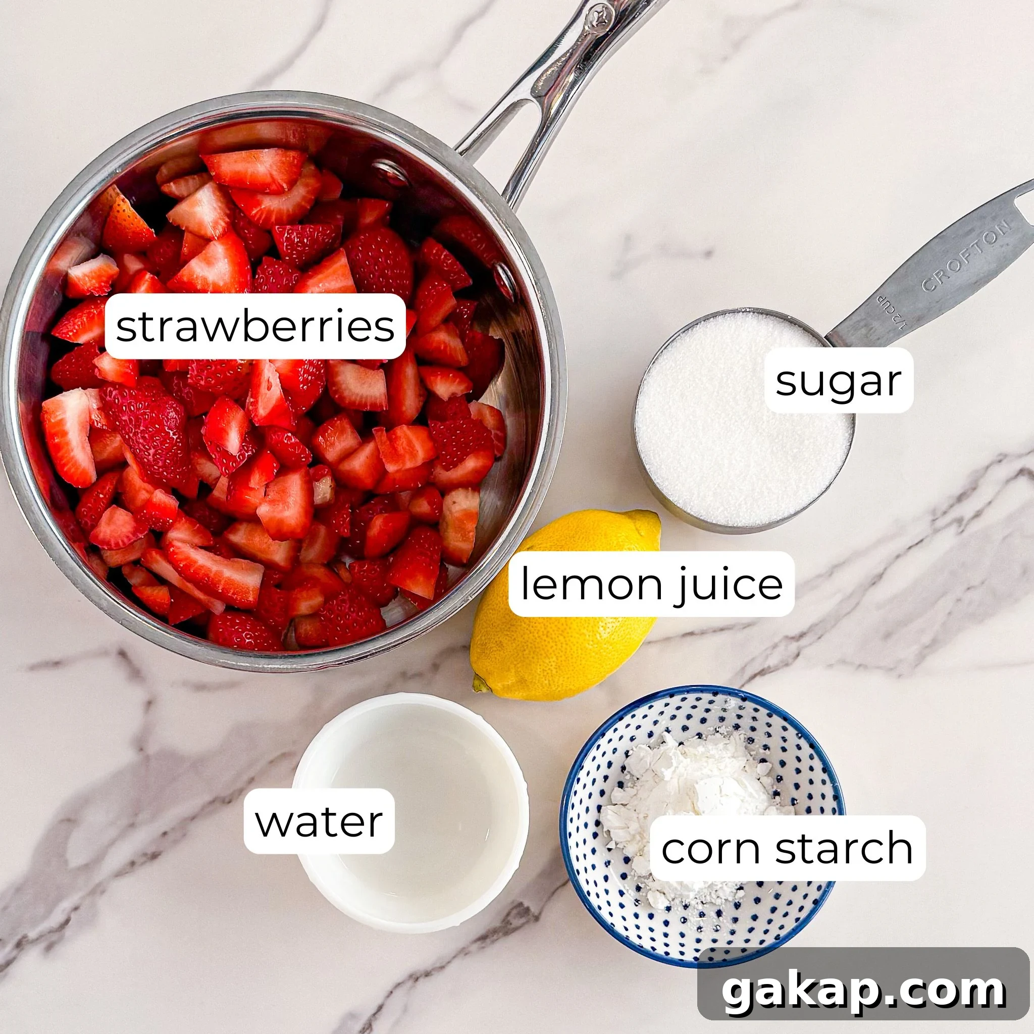 Ingredients for strawberry filling.