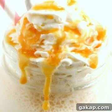 Salted Caramel Frappe in a mug.