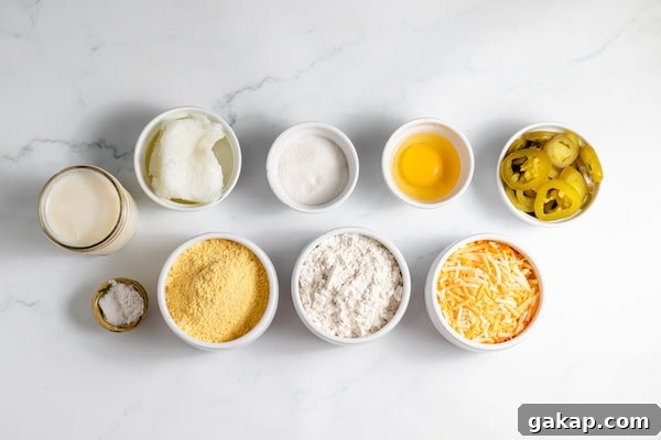 ingredients for jalapeño cheese cornbread