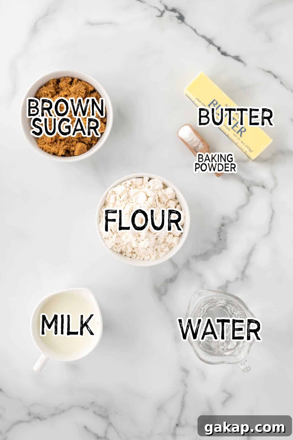 Ingredients to make half hour pudding.
