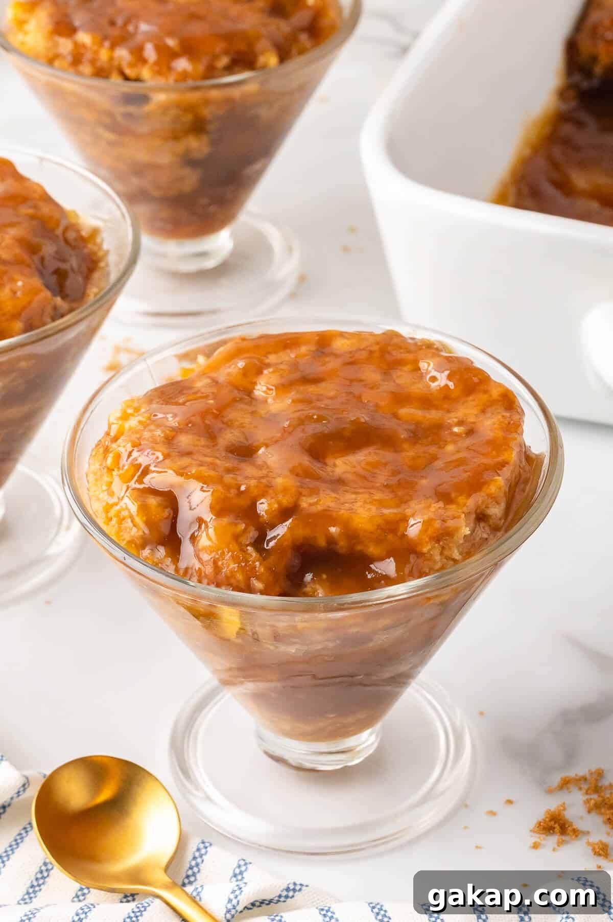 Half hour pudding in a dessert dish.