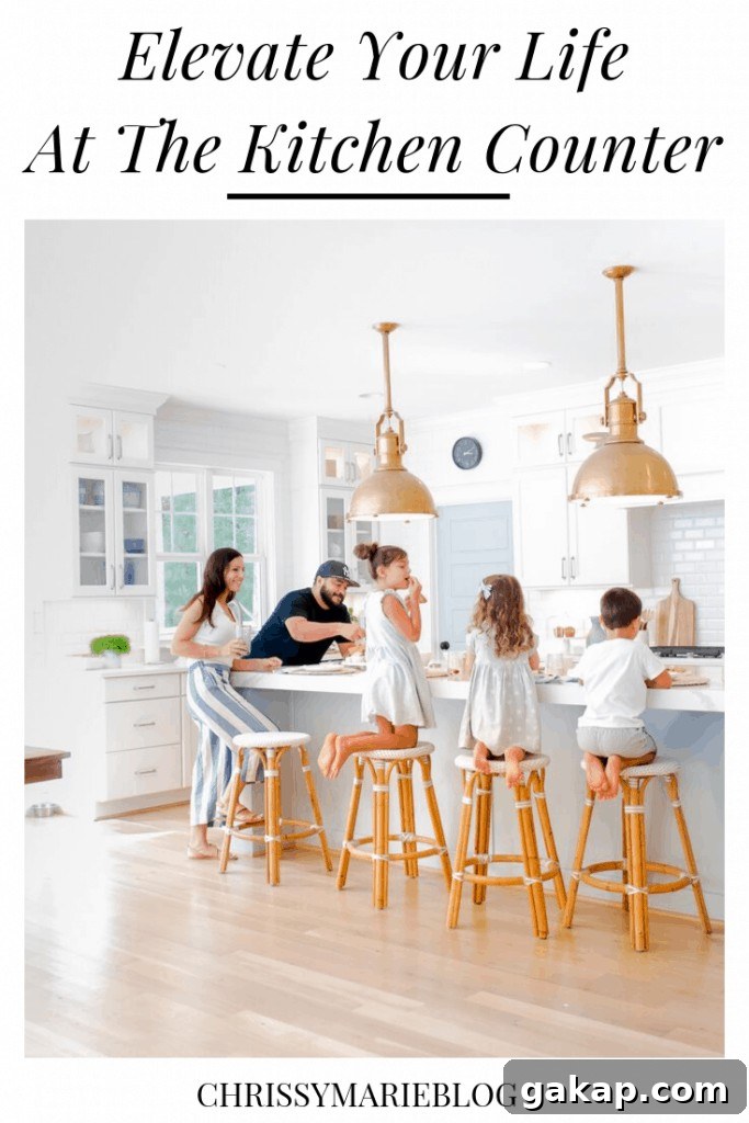 Pinterest Image with Kid Friendly Counter Stools
