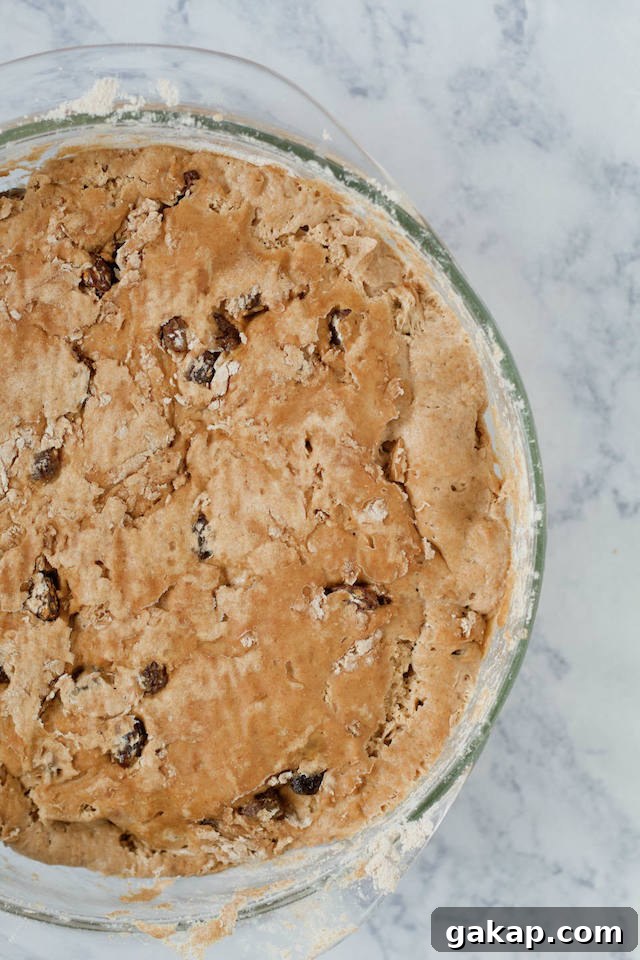 An easy Homemade Whole Wheat Cinnamon Raisin Bread Recipe rising
