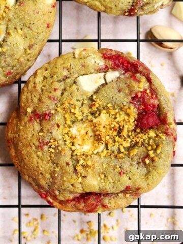 white chocolate raspberry pistachio cookies