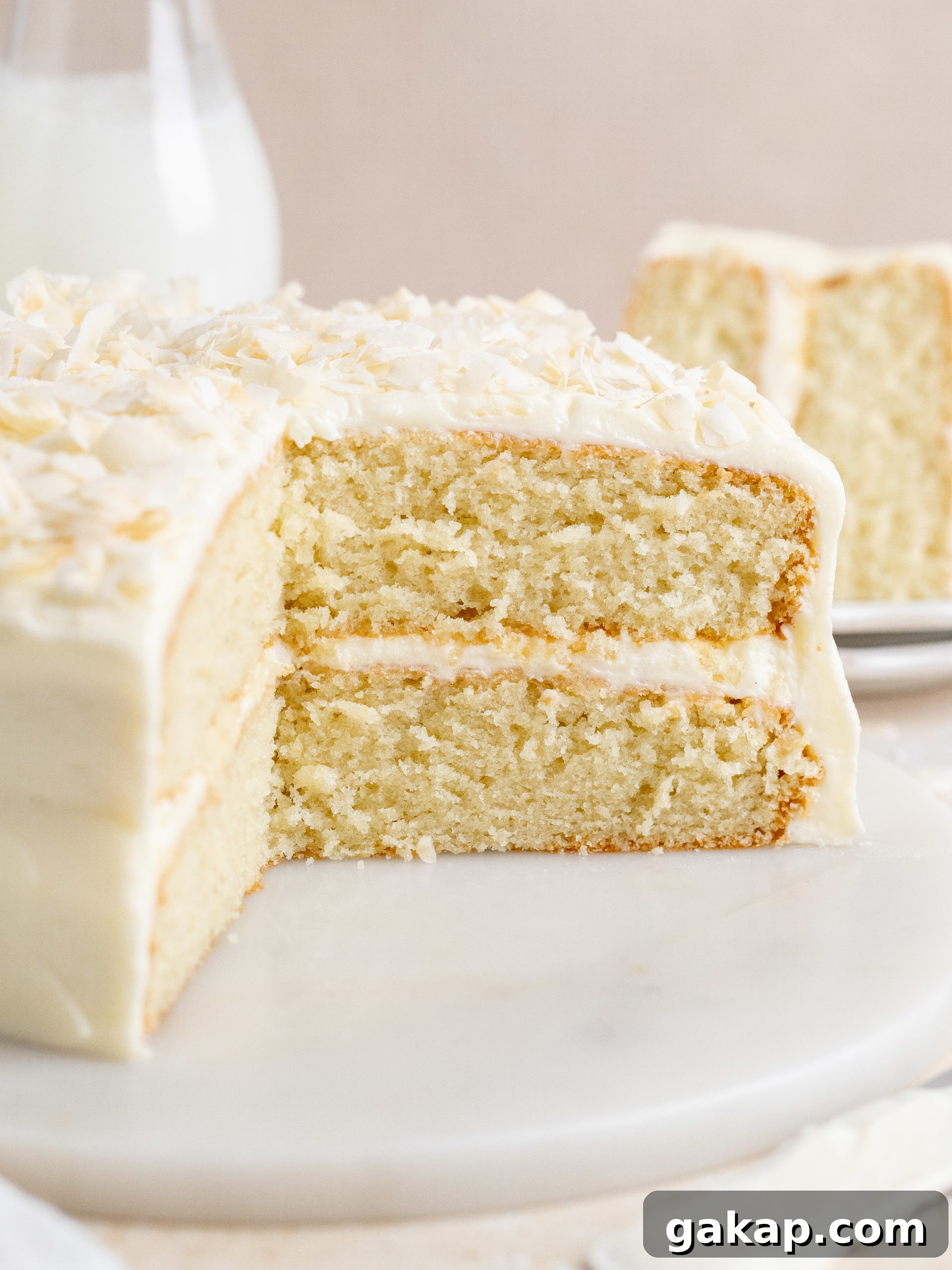 Slice of coconut cake