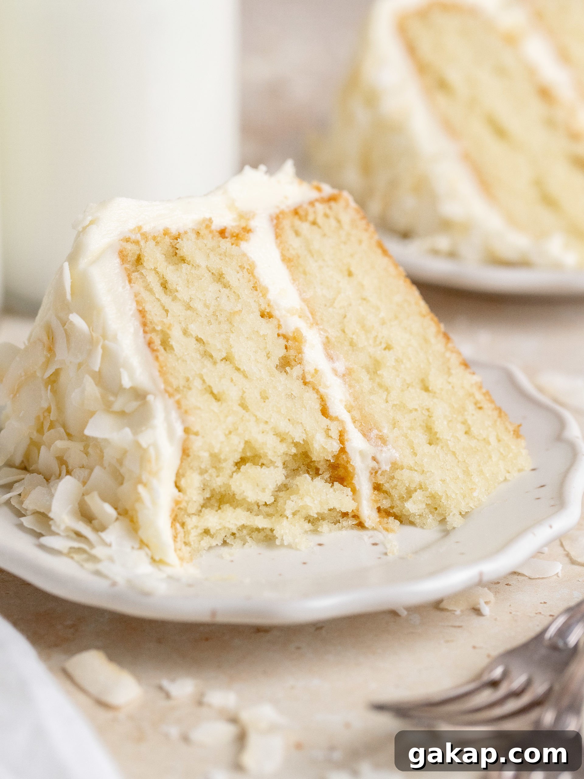 Coconut cake on plate