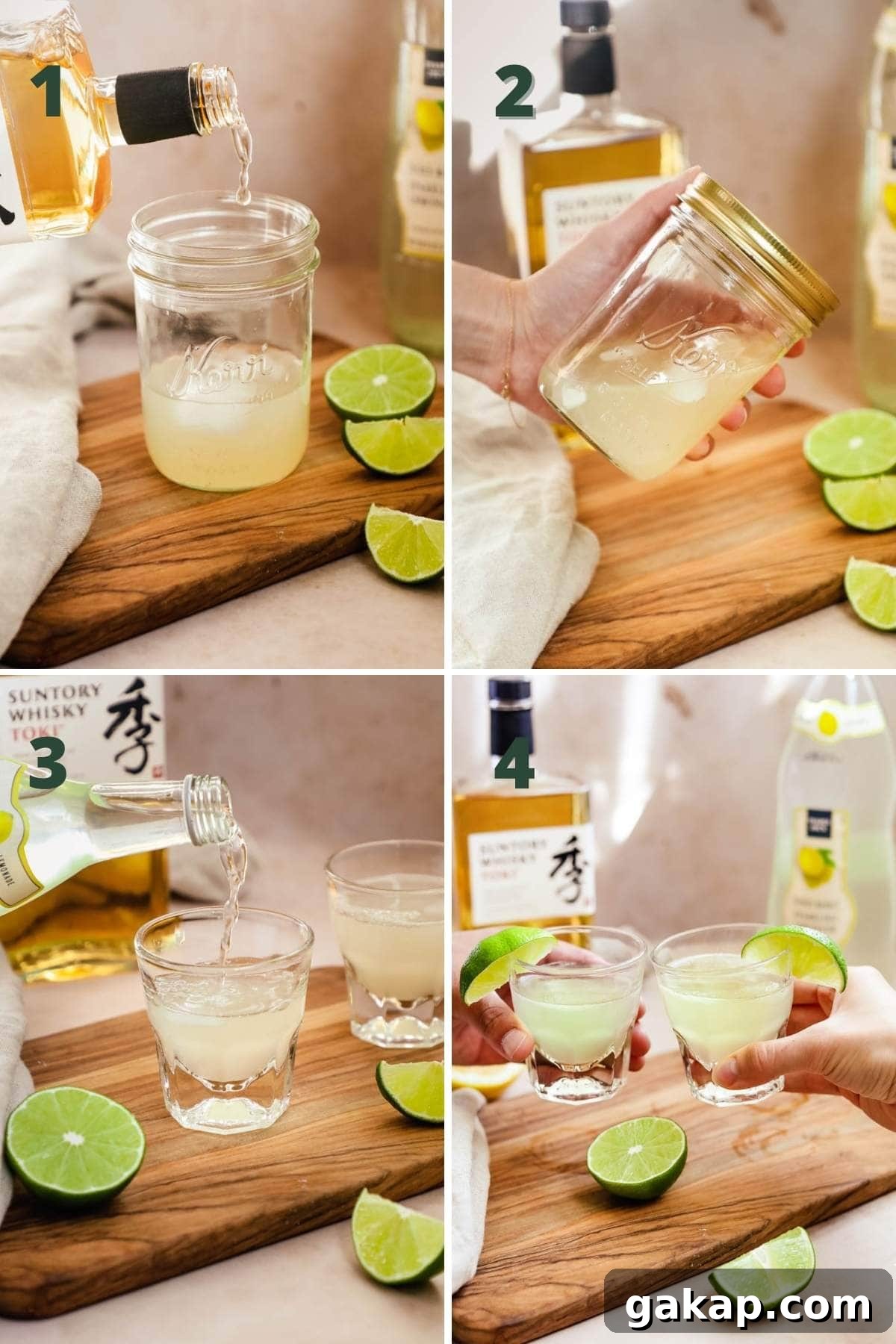 Easy steps to make a green tea shot.