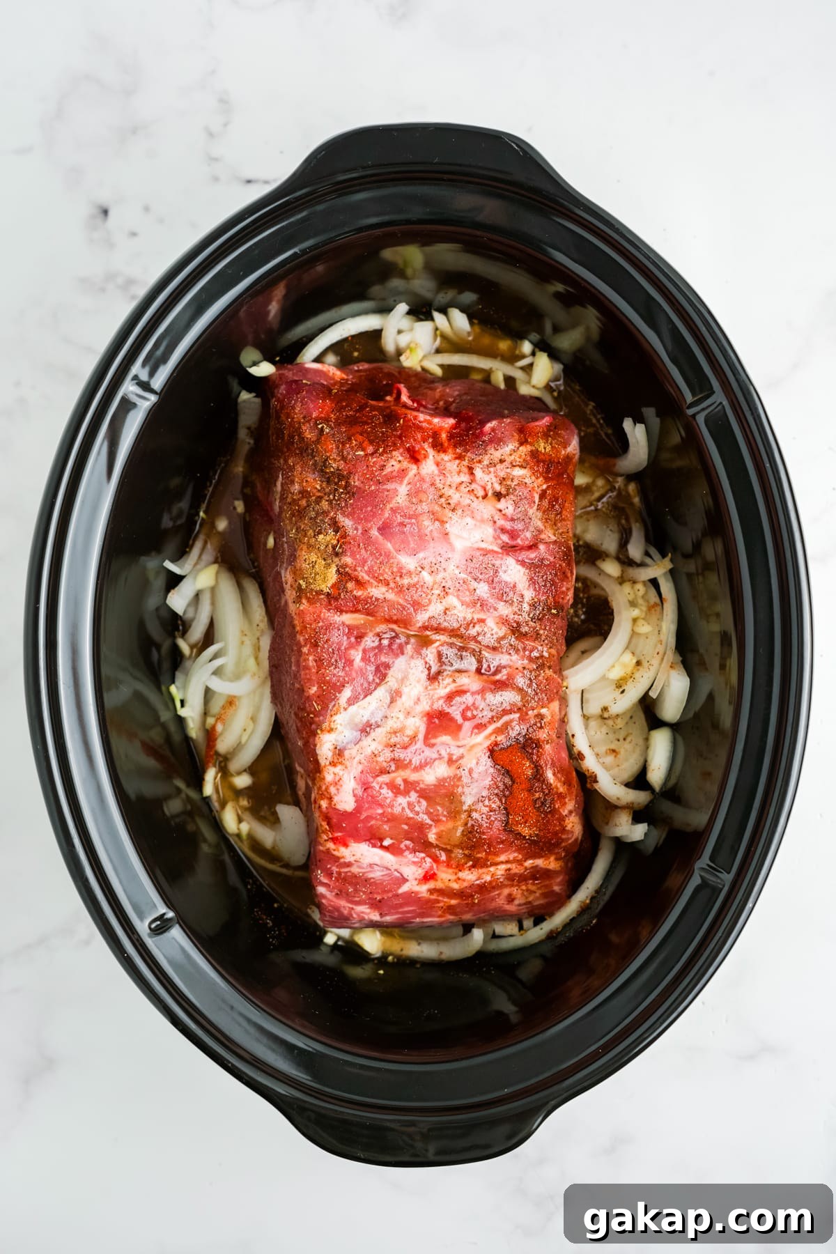 Everything added to the slow cooker.