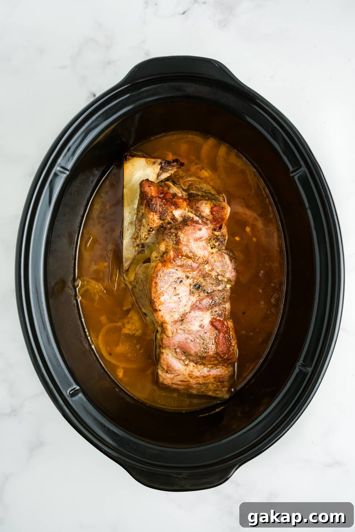 The pork cooked in the slow cooker.
