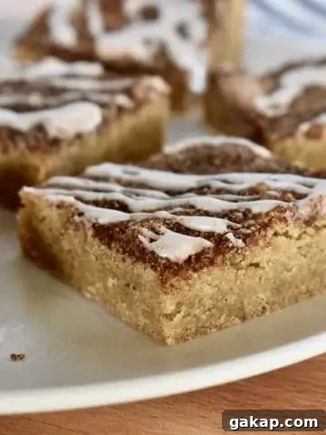 Cinnamon Sugar Blondies on a plate.