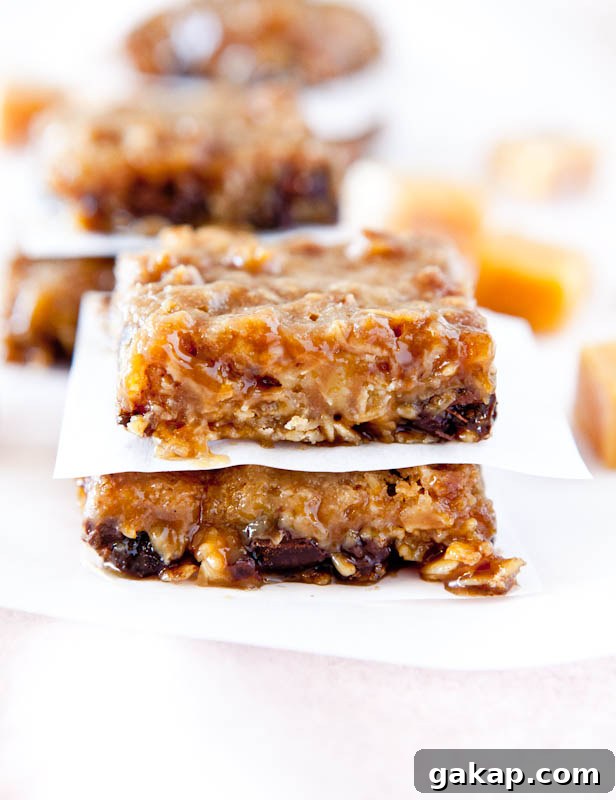 Caramel and Chocolate Gooey Bar stack