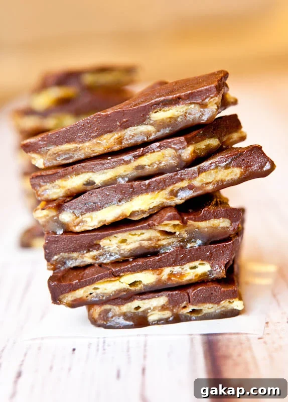 Chocolate Saltine Toffee stack