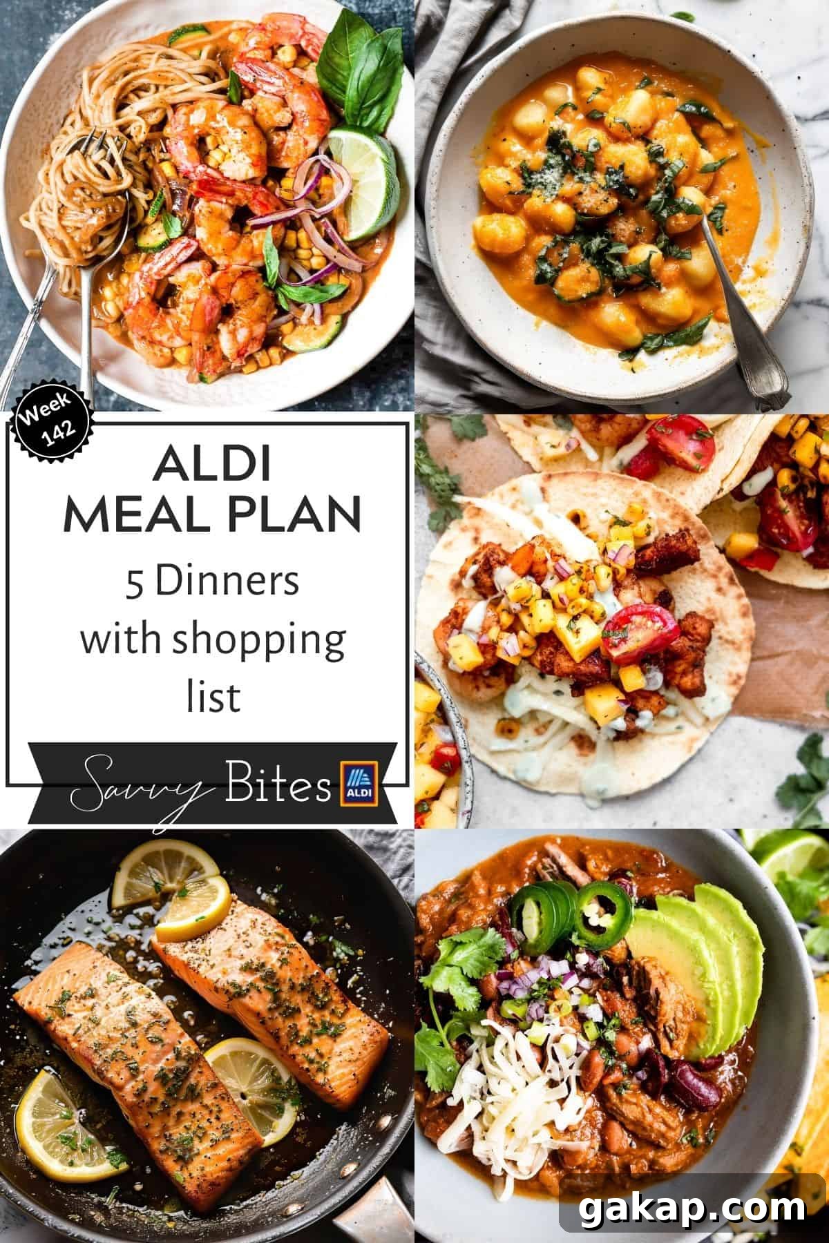 Aldi budget meal plan photo collage.