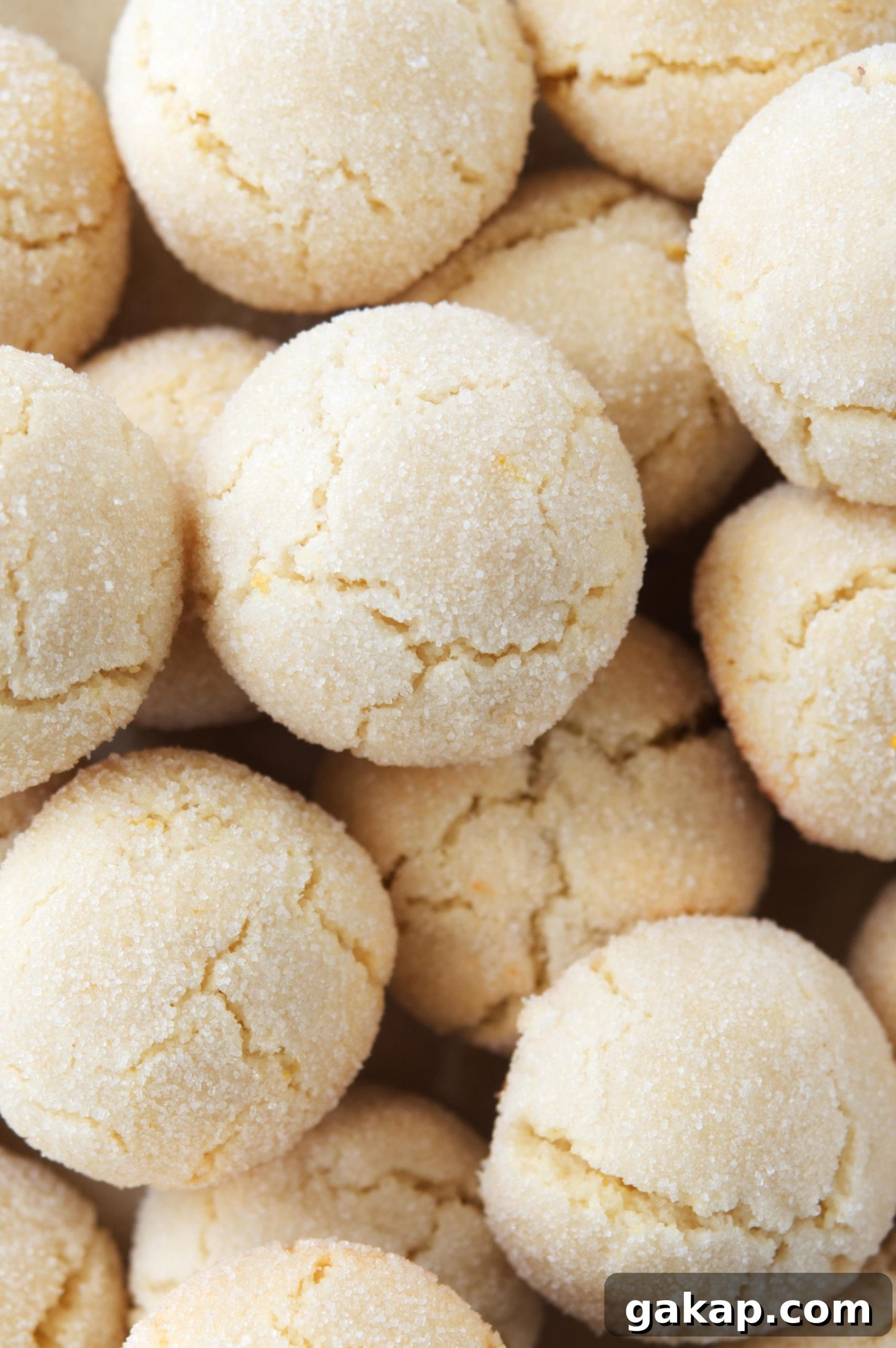 Close-up of a pile of Italian Amaretti Cookies.