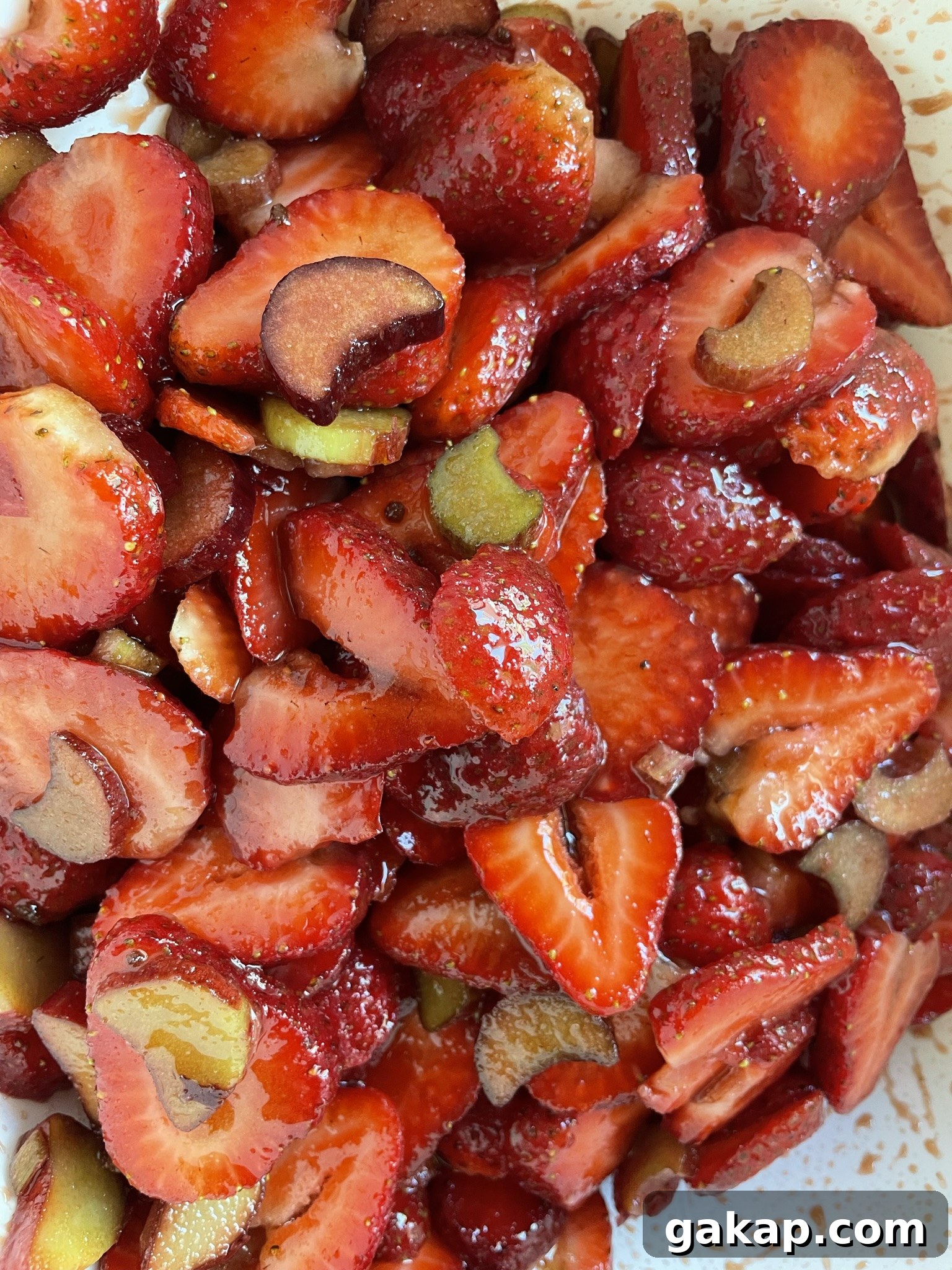 Strawberry, rhubarb mixed with sugar.