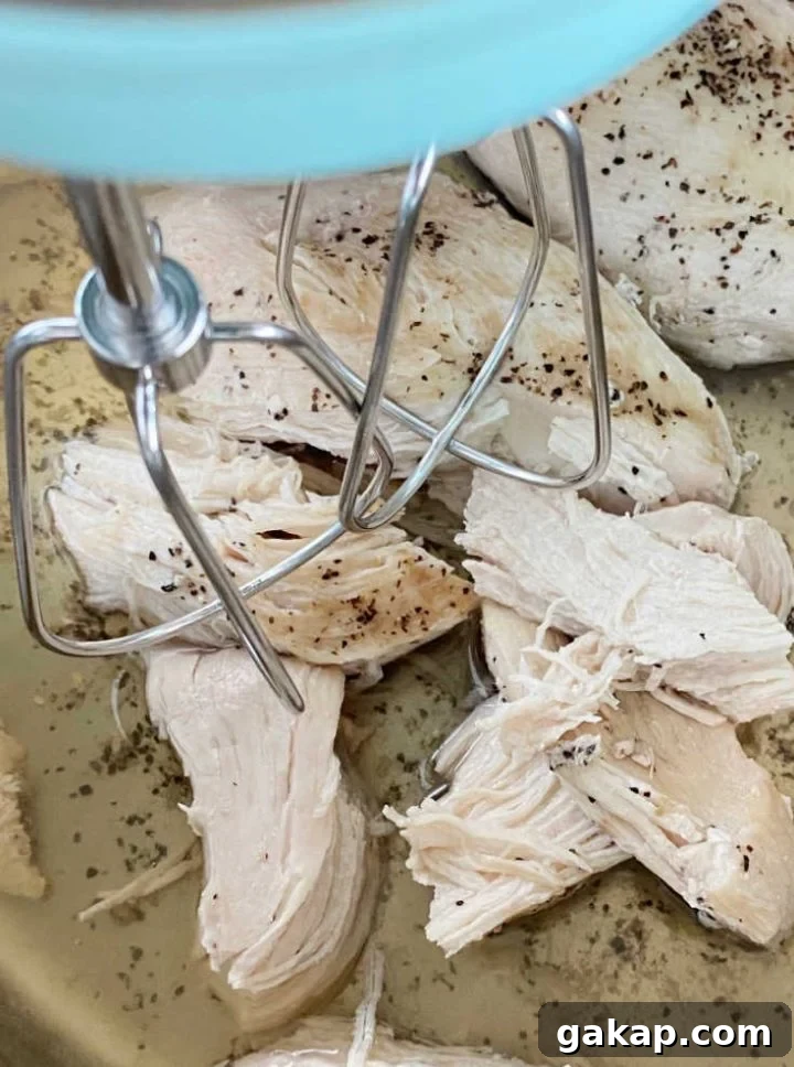 shred chicken in instant pot with mixer