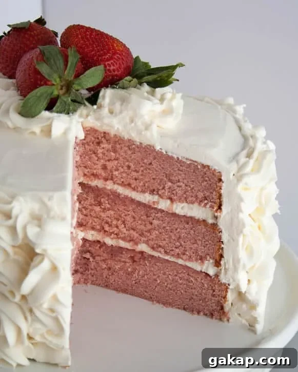 Decadent Strawberry Layer Cake Recipe with Fresh Berries 8 strawberry-cake-11