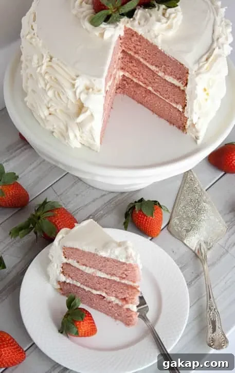 Decadent Strawberry Layer Cake Recipe with Fresh Berries 3 strawberry-cake-12