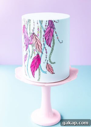 Perfect Ganache for Cakes: Step-by-Step Guide and Tips 14 Boho inspired hand painted cake.