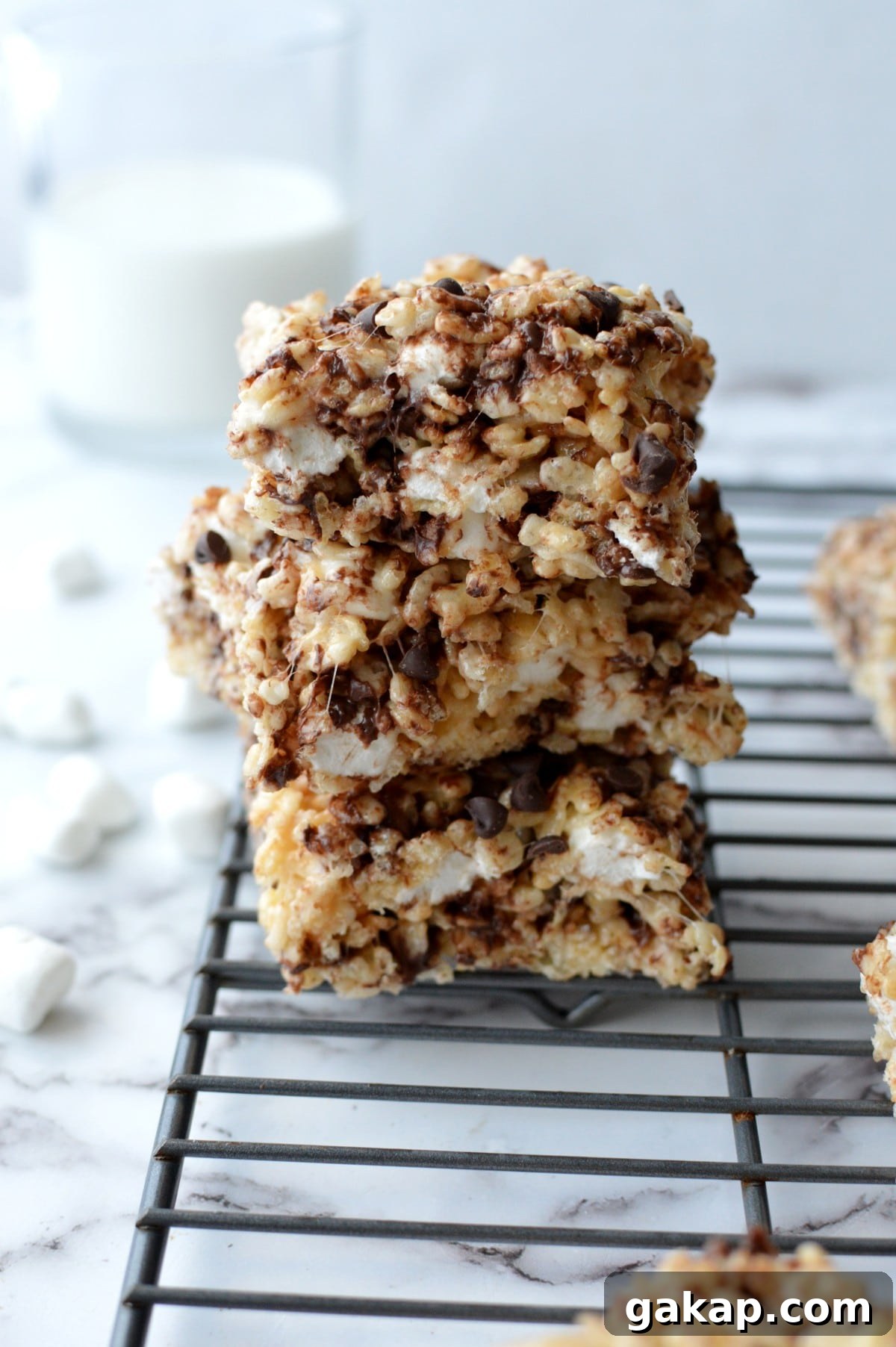 a stack of rice krispy treats.